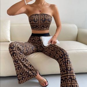 Crop top and flare pants set